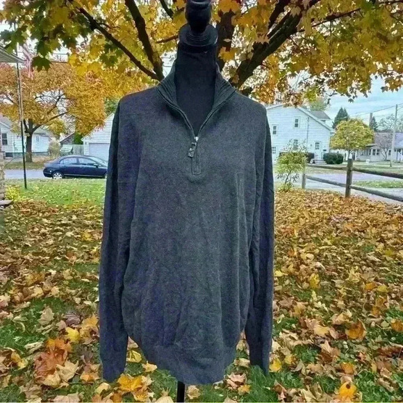 Eddie Bauer Cashmere Blend Quarter Zip Up Grey Sweater Pullover Size Large - Picture 4 of 7